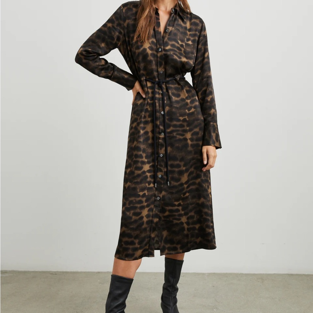 Rails Brown and Black Long Sleeve Buttoned Dress